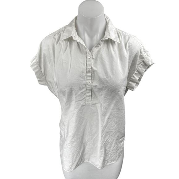 Madewell Women's White Short Sleeve Collar Button Front Shirt Blouse Top Size XS - Picture 1 of 4